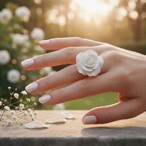 🍏50% OFF/3+...White Rose Flower Ring
